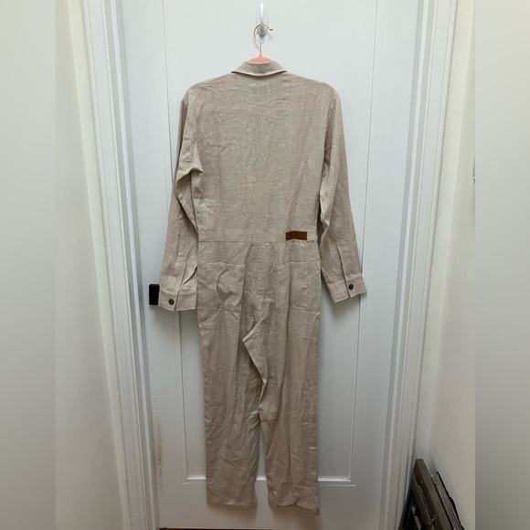 Rivet Utility Bigwig Linen Jumpsuit - Oatmeal - Small - Picture 5 of 11